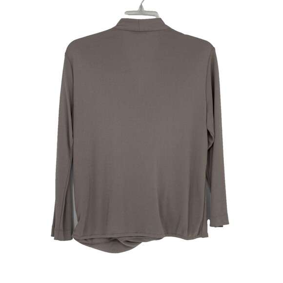 MM Lafleur Deneuve Surplice Faux Wrap Top MEDIUM Taupe Crepe Capsule Wardrobe - Picture 2 of 11